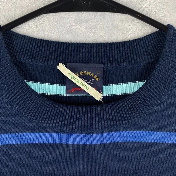 Paul & Shark Yachting Sweater Mens XL Blue Striped Colorful Organic Cotton Pima